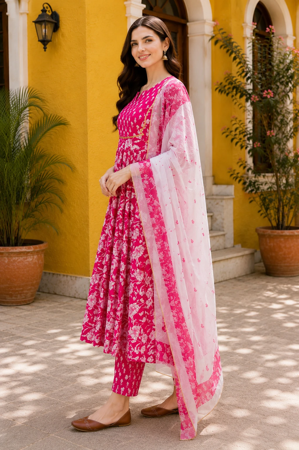 Women Cotton Rayon Kurta Pant Dupatta Set - Image 5