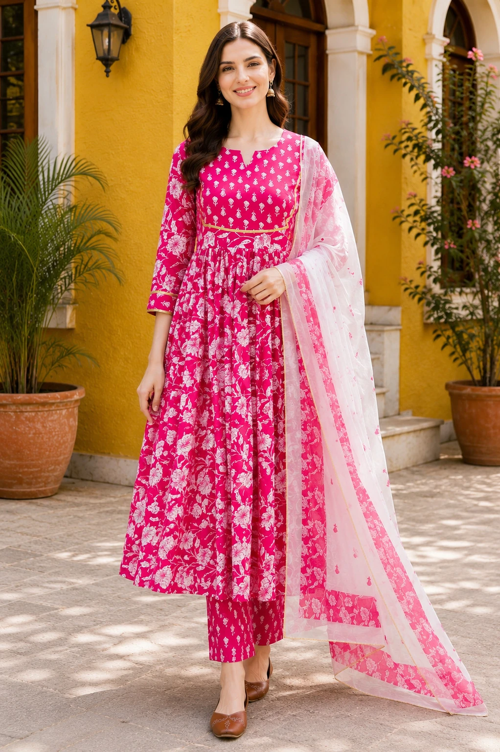 Women Cotton Rayon Kurta Pant Dupatta Set - Image 3